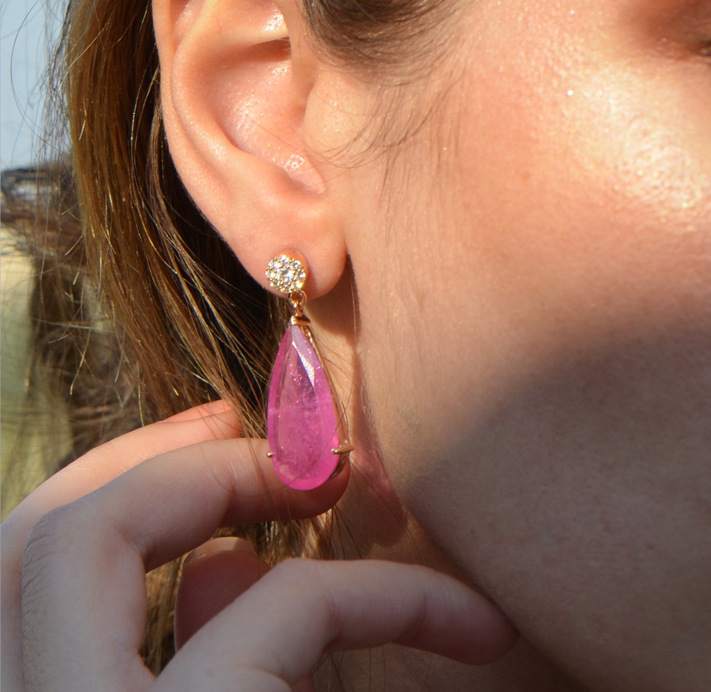 Ruby Earrings in 18K Rose